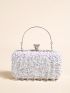 Mini Box Bag Sequin & Beaded Decor Rhinestone Detail