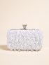 Mini Box Bag Sequin & Beaded Decor Rhinestone Detail