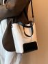 Medium Satchel Bag Two Tone Double Handle