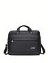 Litchi Embossed Classic Briefcase Black Large Capacity For Work