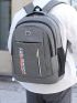 Letter Print Laptop Backpack Multiple Pocket Durable For Daily