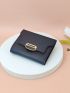 Litchi Embossed Small Wallet Metal Decor For Daily