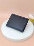 Litchi Embossed Small Wallet Metal Decor For Daily