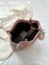Letter Patch Shoulder Tote Bag Green Double Handle For Daily