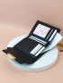 Litchi Embossed Small Wallet Metal Decor For Daily