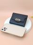 Litchi Embossed Small Wallet Metal Decor For Daily