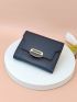 Litchi Embossed Small Wallet Metal Decor For Daily