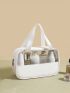 3pcs White Toiletry Bag Set Casual Transparent Zipper PU