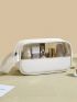 3pcs White Toiletry Bag Set Casual Transparent Zipper PU