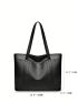 Large Capacity Shoulder Tote Bag PU Letter Detail