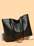 Large Capacity Shoulder Tote Bag PU Letter Detail