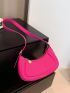 PU Hobo Bag Letter Graphic Neon Pink