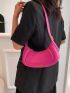 PU Hobo Bag Letter Graphic Neon Pink