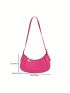 PU Hobo Bag Letter Graphic Neon Pink