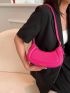 PU Hobo Bag Letter Graphic Neon Pink
