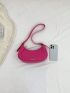 PU Hobo Bag Letter Graphic Neon Pink