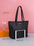 3pcs Bag Set Shoulder Tote Bag Square Bag Long Wallet Geometric Pattern, Best Work Bag For Women