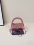 PU Baguette Bag Moon Decor Double Handle