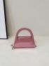 PU Baguette Bag Moon Decor Double Handle