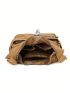 Black Hobo Bag Letter Patch Decor Nylon