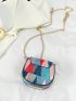 Mini Button Detail Flap Saddle Bag Fashion
