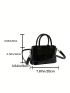 Mini Bucket Bag Double Handle With Zipper Black PU