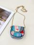 Mini Button Detail Flap Saddle Bag Fashion