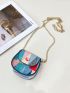Mini Button Detail Flap Saddle Bag Fashion