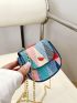 Mini Button Detail Flap Saddle Bag Fashion