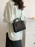 Mini Square Bag Crocodile Embossed Double Handle Funky