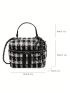 Mini Plaid Pattern Chain Tweed Bucket Bag