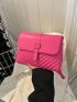 Small Square Bag Chevron Quilted Buckle Decor Flap