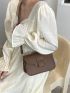 Small Square Bag Solid Color Flap Minimalist Style