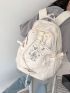 Letter Embroidered Classic Backpack Drawstring Design With Bag Charm