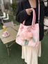 Cartoon Decor Shoulder Tote Bag Medium Nylon