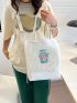 Small Shopper Bag Letter & Floral Graphic Preppy