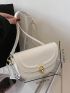 Minimalist Saddle Bag Small Flap Metal Decor White