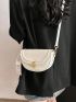 Minimalist Saddle Bag Small Flap Metal Decor White