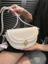 Minimalist Saddle Bag Small Flap Metal Decor White