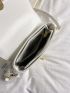 Minimalist Saddle Bag Small Flap Metal Decor White