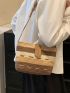 Colorblock Straw Bag Small Zipper Snap Button Vacation