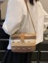 Colorblock Straw Bag Small Zipper Snap Button Vacation