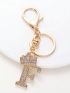 Luxury Crown Letter Metal Keyring Fashion Rhinestone Keychain Bag Pendant Charm