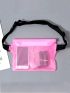 1pc Waterproof Transparent Red Foldable Storage Bag, PVC Handheld Multifunction Cell Phone Storage Bag For Outdoor, Clear Bag