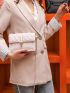 Mini Square Bag Fashionable Argyle Quilted Metal Lock Flap Chain PU