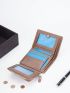 PU Small Wallet Letter Detail Trifold