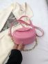 PU Circle Bag Chain Decor Adjustable Strap