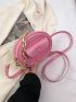 PU Circle Bag Chain Decor Adjustable Strap