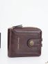 Letter Graphic Small Wallet Snap Button Zipper Vintage