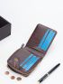 Letter Graphic Small Wallet Snap Button Zipper Vintage
